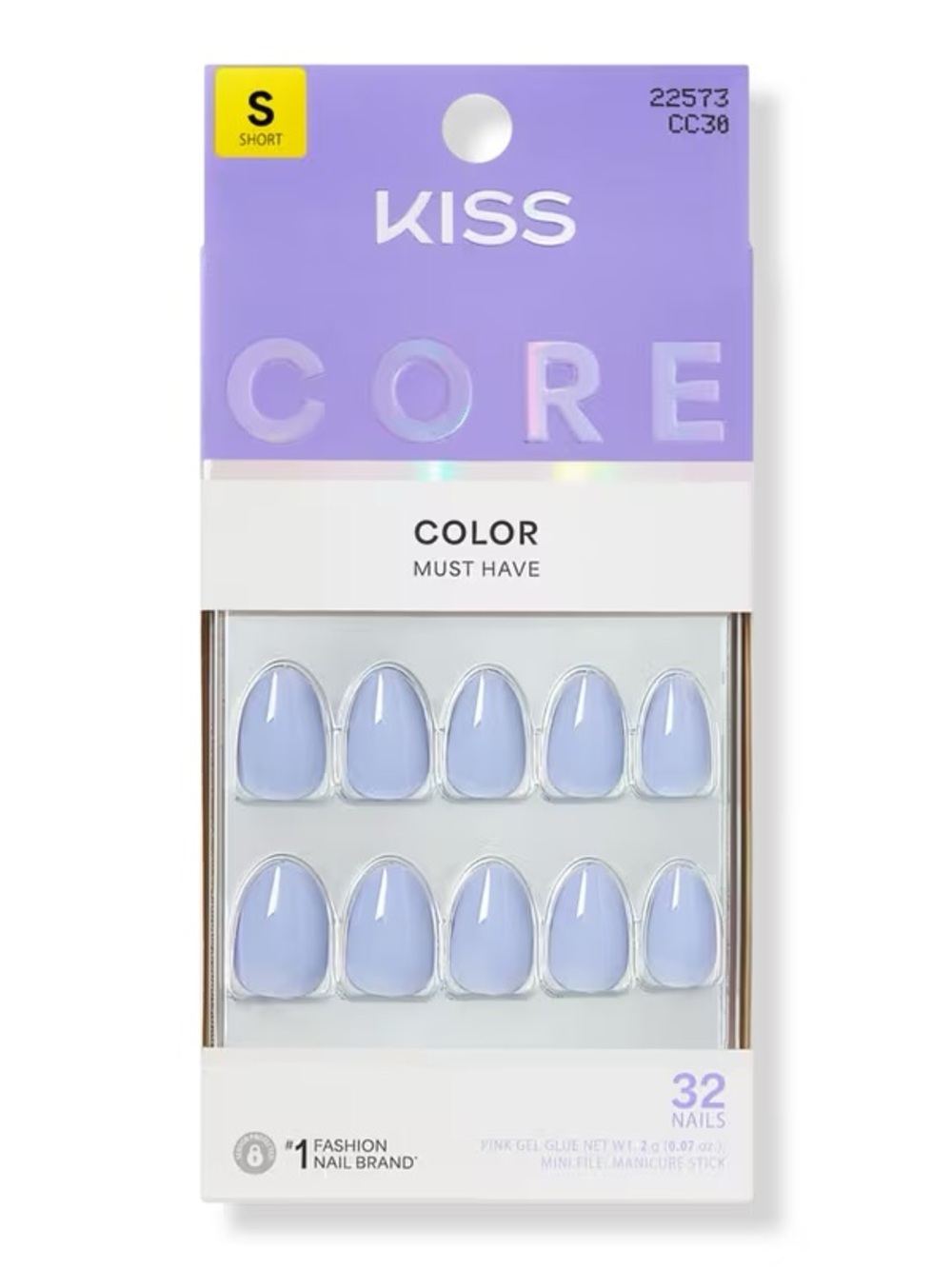 KISS CORE Color Press On Nails Flee Light Blue Color